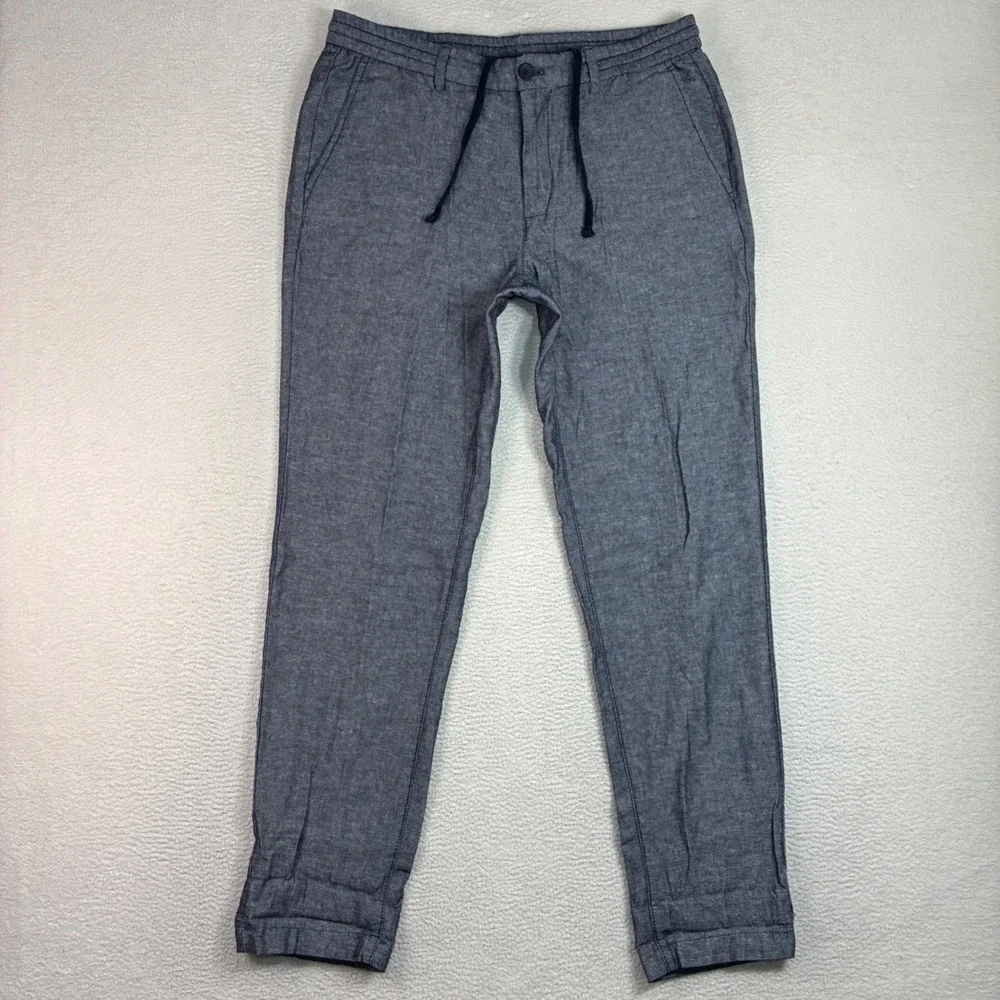 Banana Republic Linen Blend Pants Men 34x34 Blue Mason Athletic Taper Chino